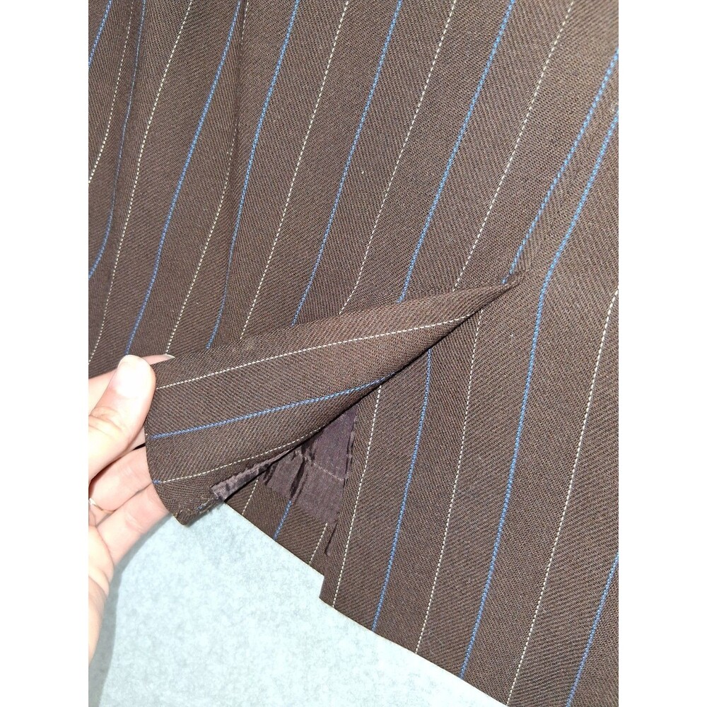 Anne Klein II 100% Wool Pinstripe Pencil Mini Skirt Size 2 Brown Office Siren - Picture 13 of 13